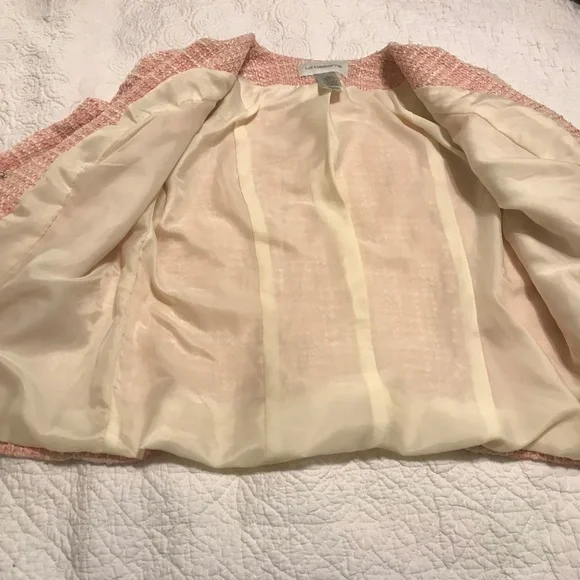 Adorable pink & cream tweed Liz Claiborne blazer with ribbons & bows (12) - Picture 13 of 16